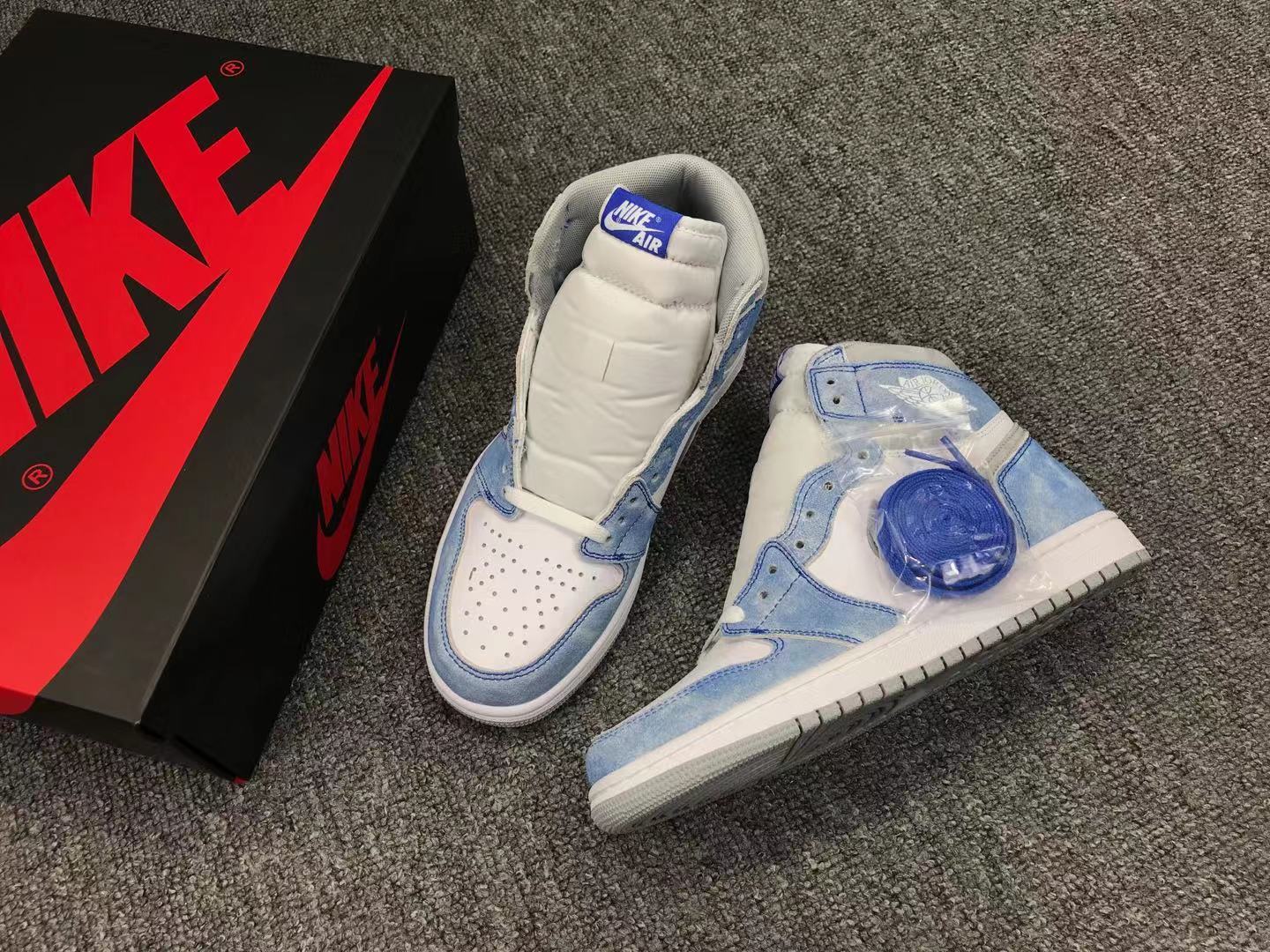 2021 Air Jordan 1 High Baby Blue White Shoes For Women